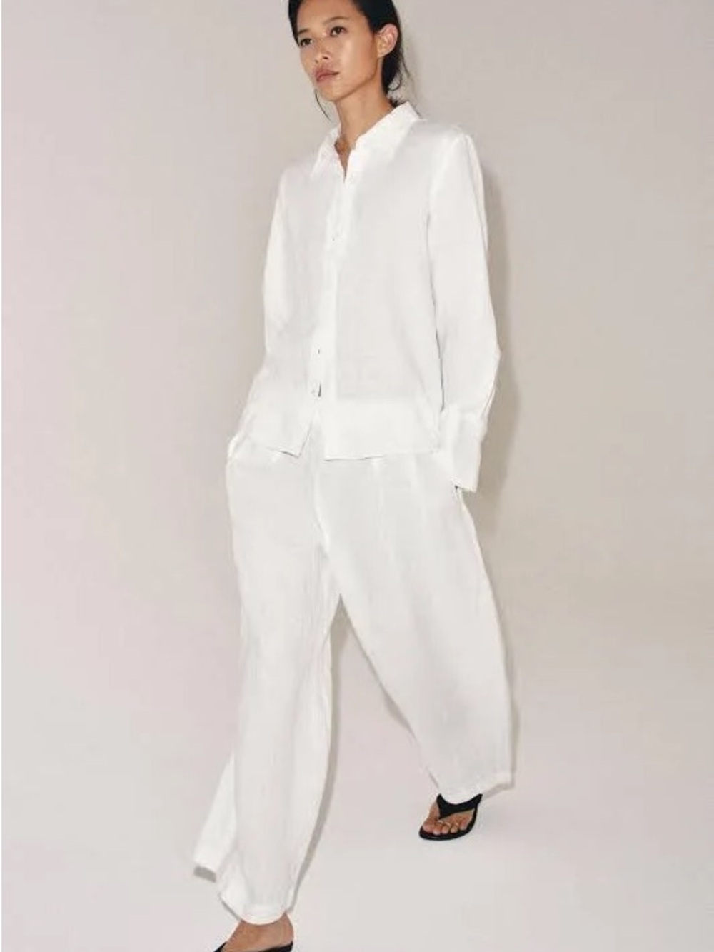 Zara White Long-Sleeve Button Shirt